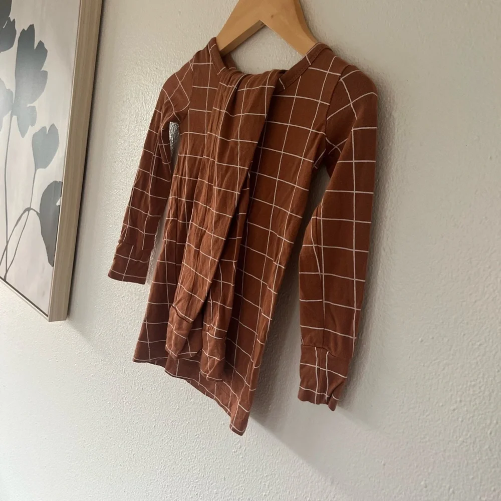 Kids Brown Checkered Pajama Set